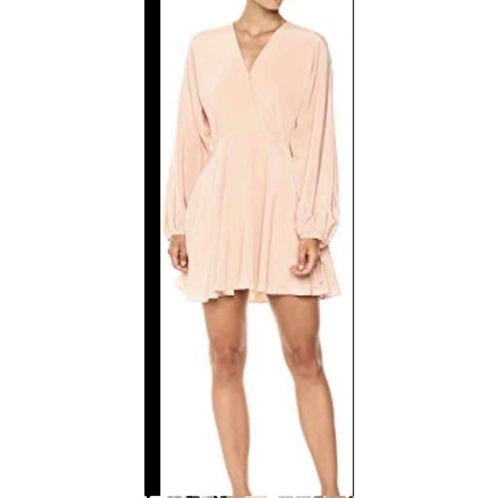Amanda Uprichard 100% Silk Long Sleeve Mini Dress‎ Blush Pink Peach Size Large